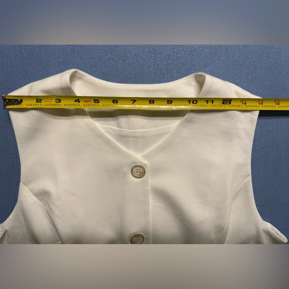 NWT OGL White Sleeveless Longline Button-Up Vest/Waistcoat Women’s Size Large - Picture 11 of 14